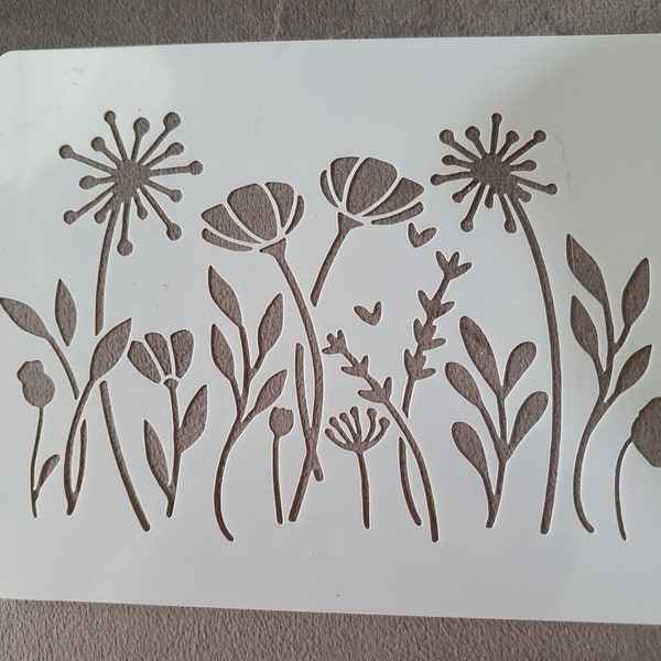 Stencil for crafting, walls, fabric and furniture decoration wild flowers botanical reusable free post