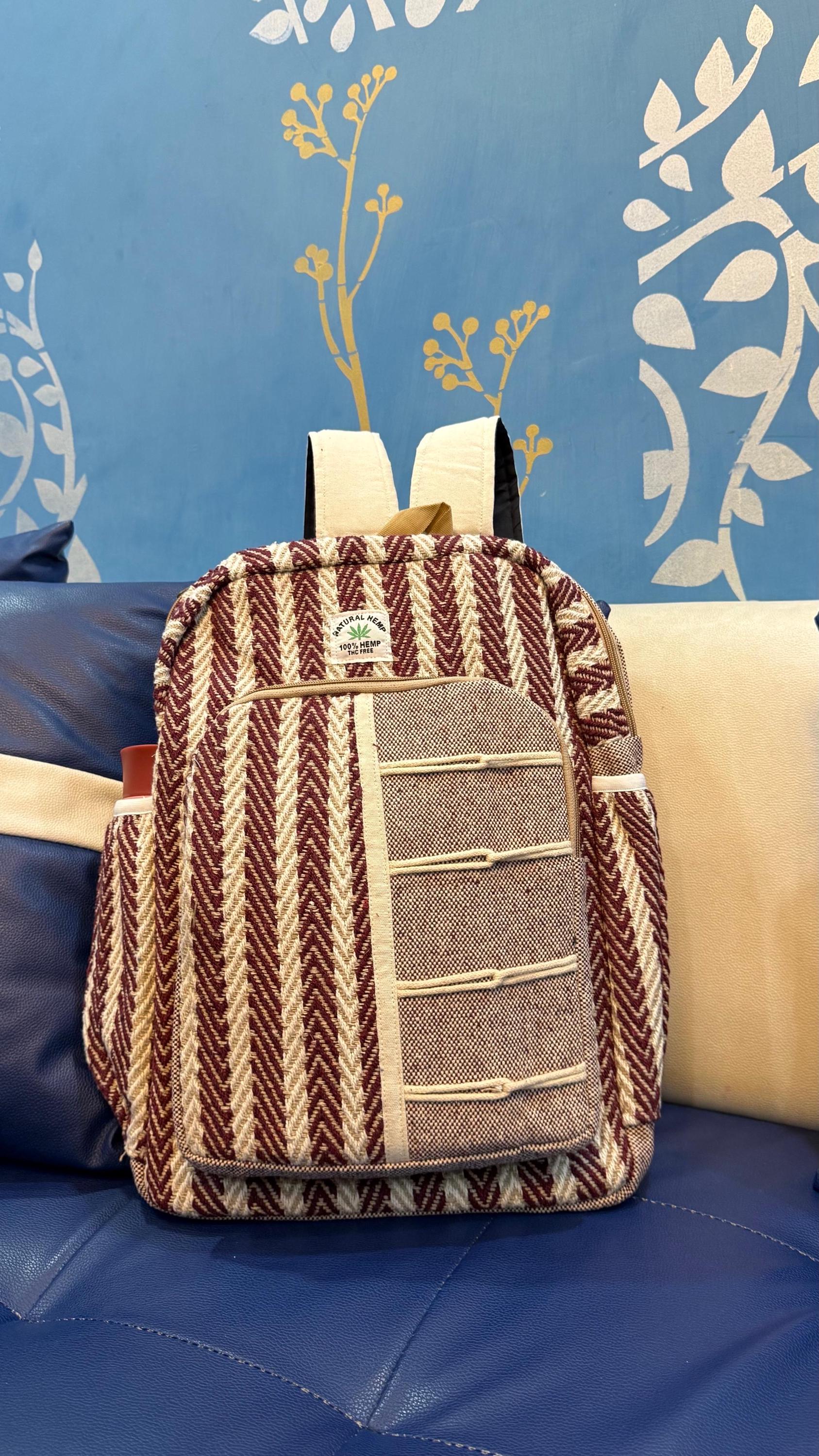 Sac à Dos Bohème En Chanvre Et Coton - Fait Main Au Népal - Hippie Imprimé