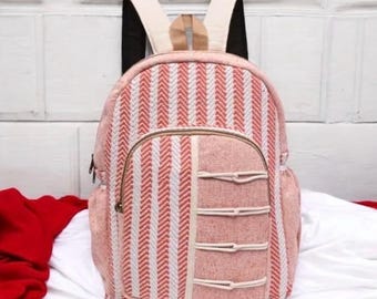 Mochila de algodón de cáñamo natural hecha a mano - Bolsas de senderismo - Bolsas ecológicas - Bolsas de cáñamo de yute multiusos - Envío gratuito