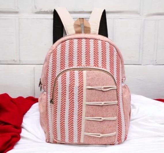 Artisanal Pink Striped Woven Backpack Jalieza Drawstring Woven Backpack | Lolo Modern Mexican Mercado main image 4