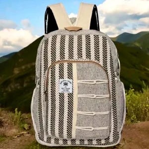 Hemp Backpack With Laptop Pocket-Boho Hippie Backpack-Handmade-Fairtrade-Family Gift