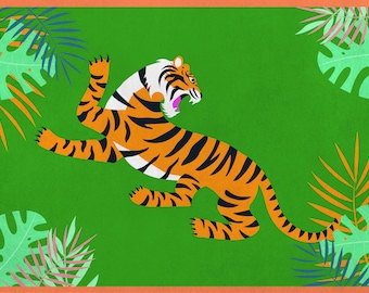 Bengal Tiger Wool Rug: Pop Art, Modern Home Decor