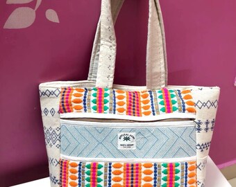 Hemp Tote Bag-Hemp Shopping Bag-Boho Hippie Bag-Handmade-Fairtrade-Family Gift-Natural Hemp Medium Shoulder Bag