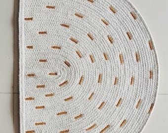 Bath Mat-Hand Made- 100% Cotton- Ultra Soft and Absorbent-Floor Rugs-Pure Cotton Mats-Natural Rug-Machine Washable Oval Mat-Eco Friendly