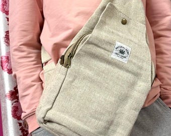 Medium Hemp Backpack-Boho Hippie Backpack-Handmade-Fairtrade-Family Gift-Hemp Shoulder Bag Natural-Free Shipping