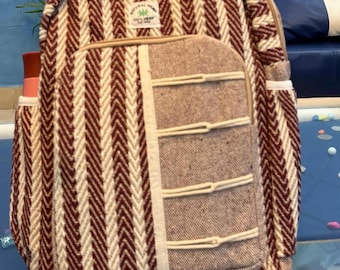 Large Hemp Backpack With Laptop Pocket-Boho Hippie Backpack-Handmade-Fairtrade-Family Gift-School Bag Natural