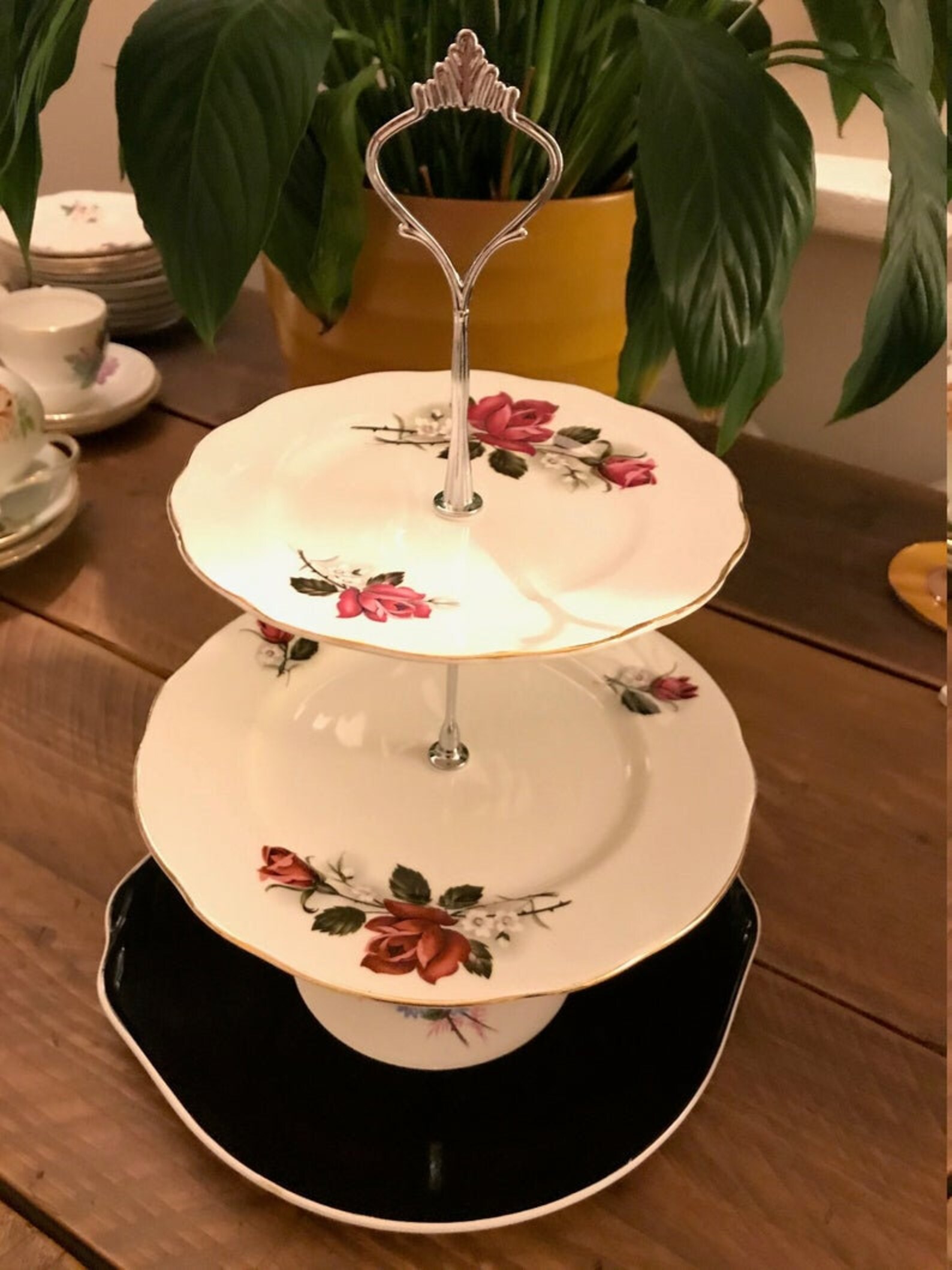 Vintage Bone China Cake Stand for Afternoon Tea 3 Tiers with Etsy
