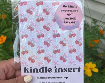 Strawberry Kindle Insert | Holographic Coquette E-Reader Accessory