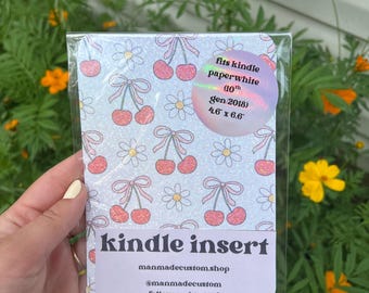 Cherry on Top Kindle Insert | Pink Cherry Coquette Kindle Case Decor, Custom Sizes | Holographic Kindle Accessory | Bookish Gift for Readers