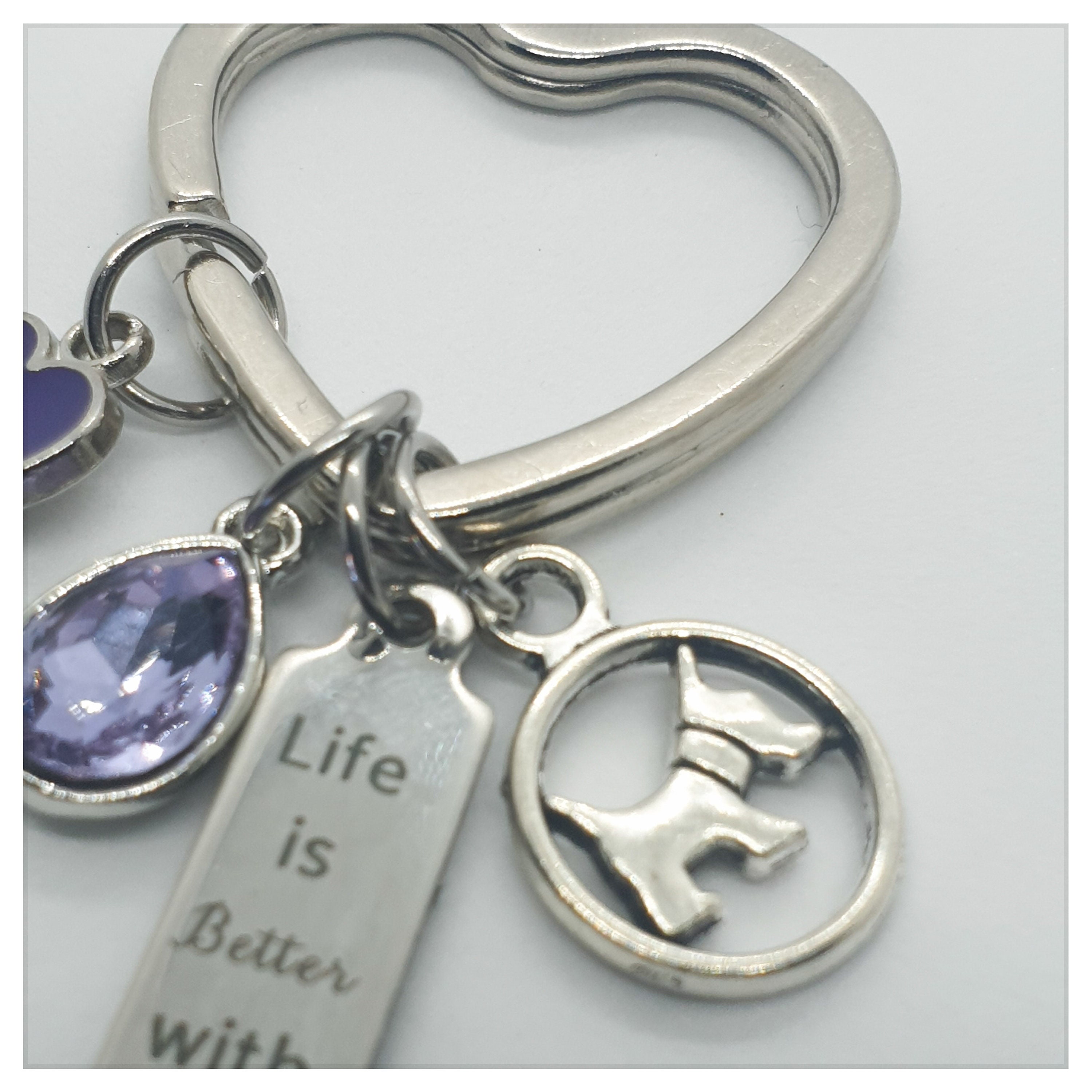 Handmade Keyring with Laser Engraved Tag and Charms Etsy