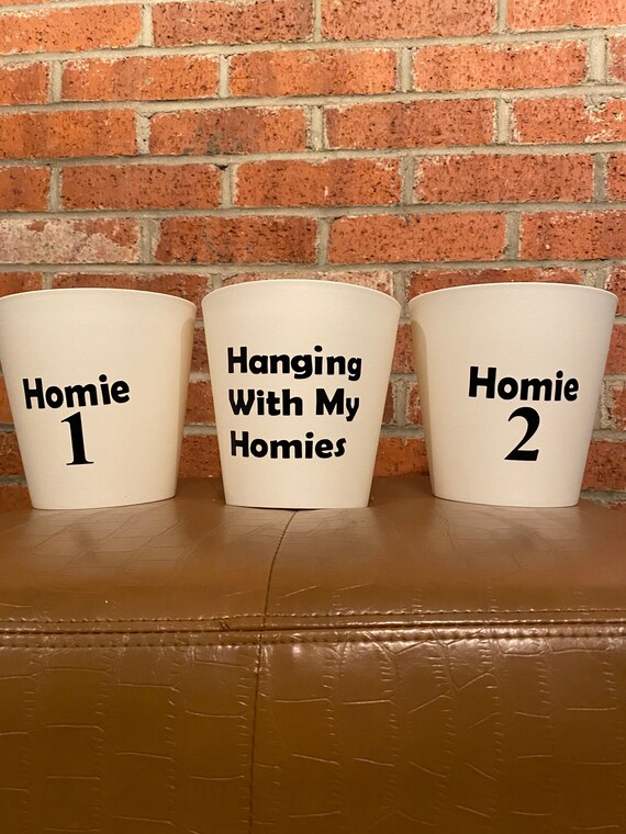6 Flower Pots with funny personalized sayings or logos. Etsy