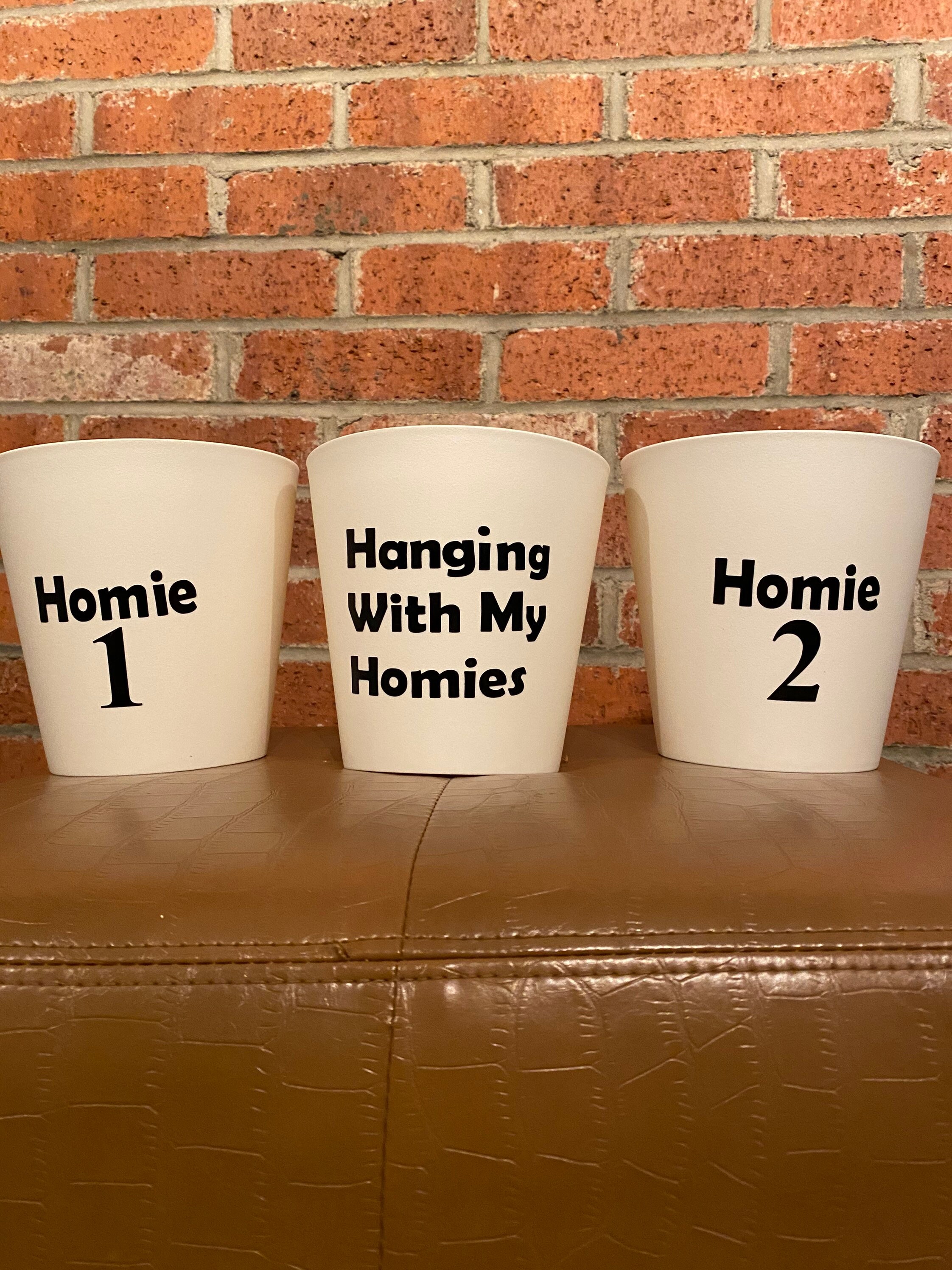 6 Flower Pots with funny personalized sayings or logos. Etsy