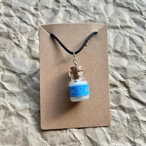 Zelda-Inspired Lon-Lon Milk Bottle Necklace – Glass Bottle Resin Pendant – Handmade Gamer Girl Jewelry Gift