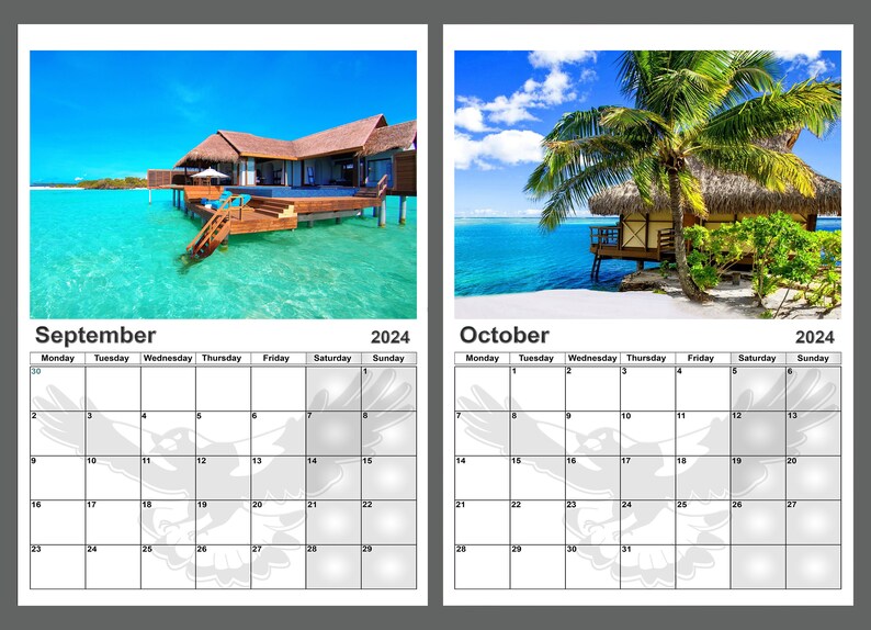Calendar 2024 Tropical Paradise 14 Full Gloss Pages Beautiful Etsy