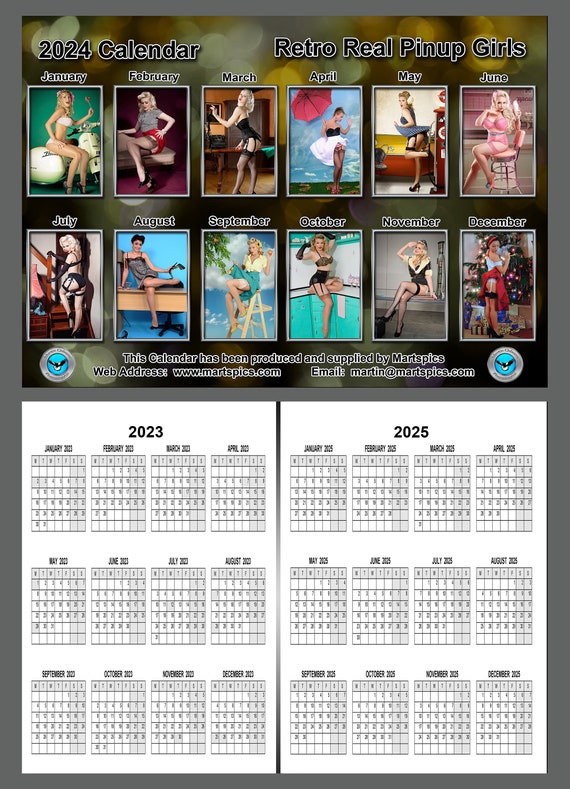 Calendrier 2024 Style rétro des années 1950 Real Pin Up Girls 14