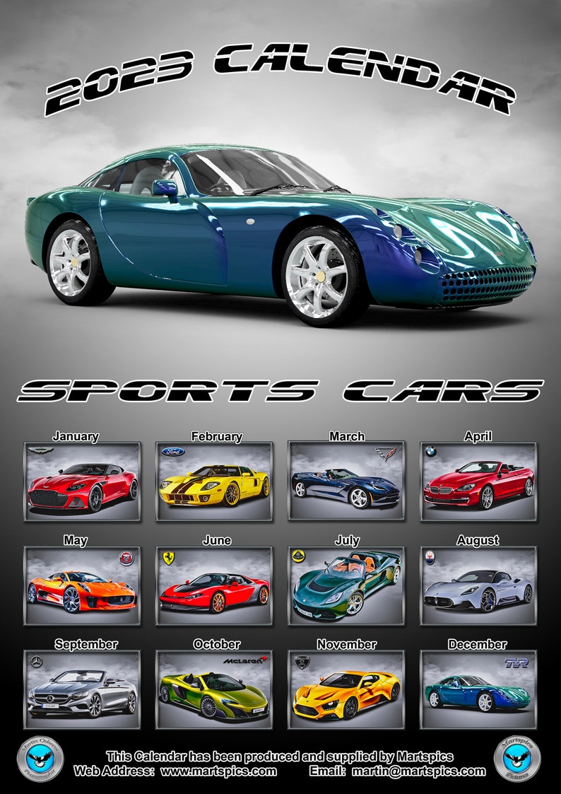 Calendar 2023 Yearly Calendar Sports Cars 14 Full Gloss A4 - Etsy Canada