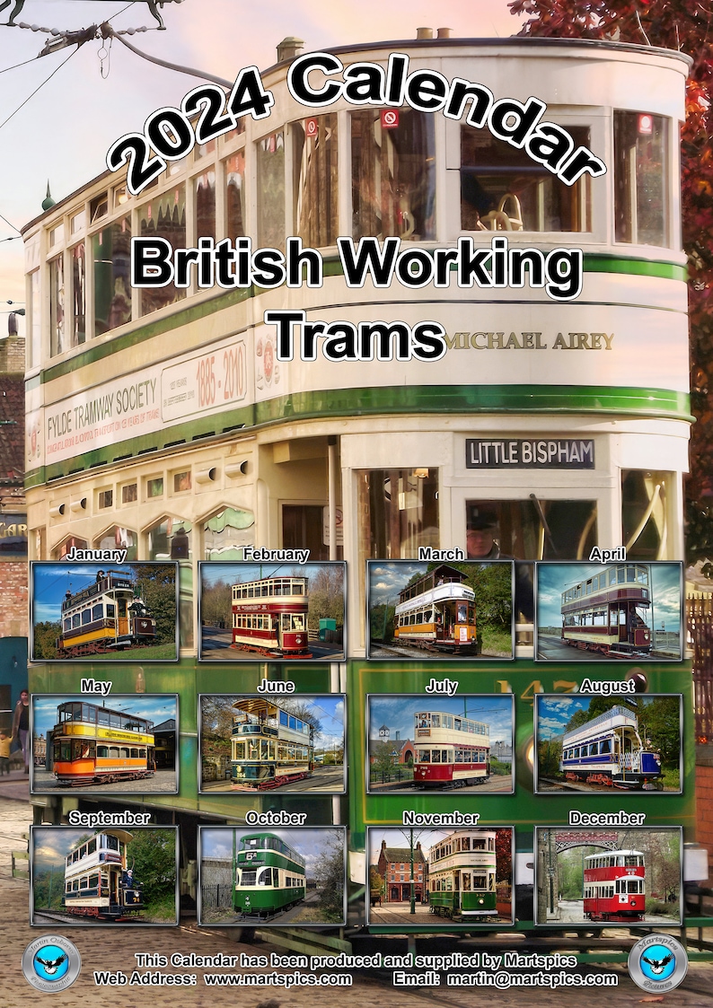 Calendar 2024 British Working Trams Twelve Individual Month Etsy UK
