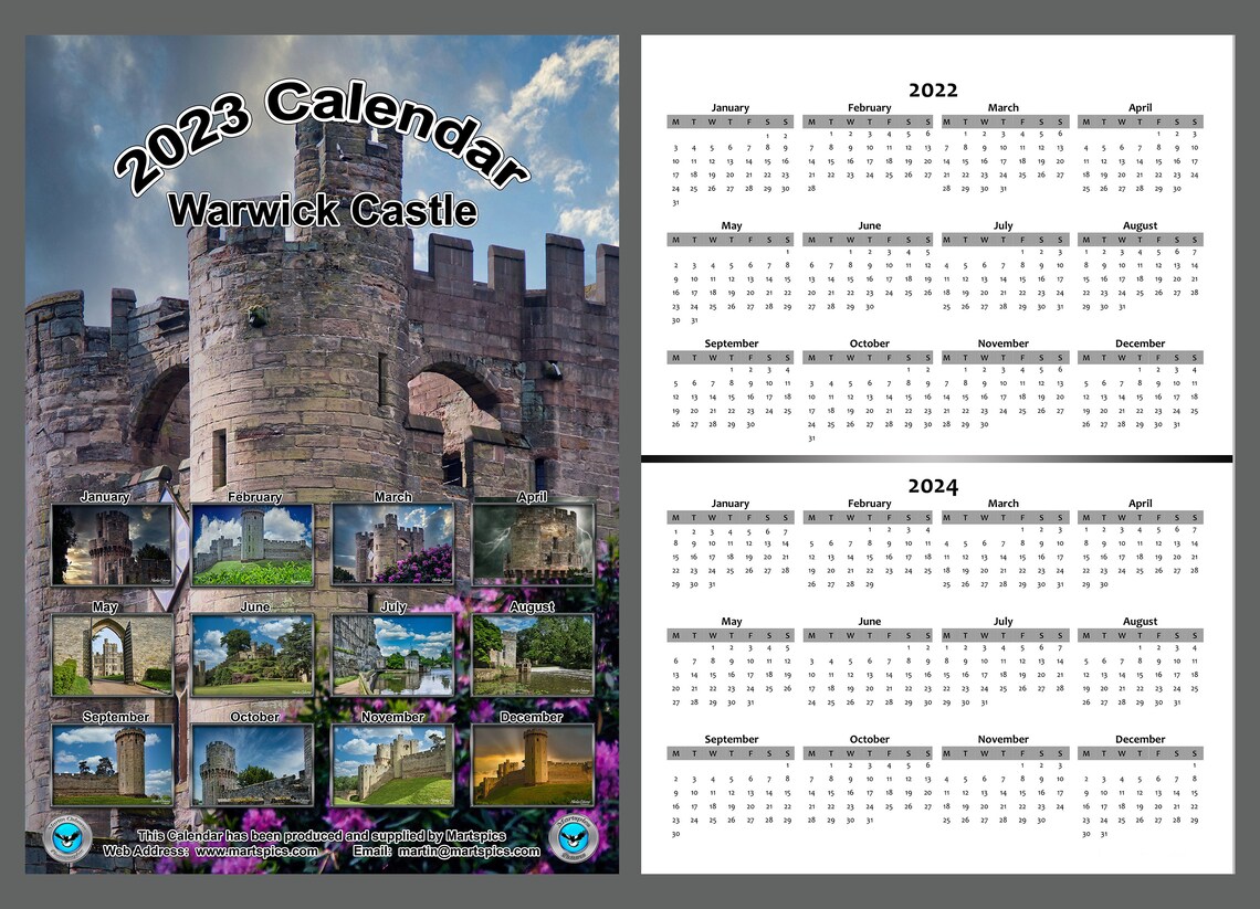 2023 Calendar Warwick Castle 14 Full Glossy Pages Available in Etsy
