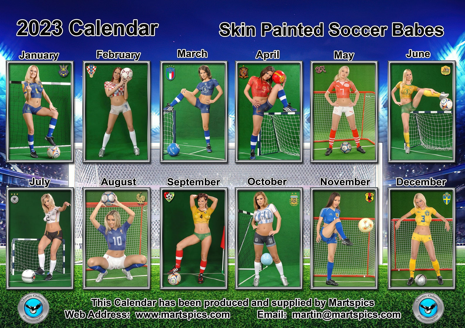 Calendar 2023 Fifa World Cup Body Painted Ladies ADULT Etsy UK