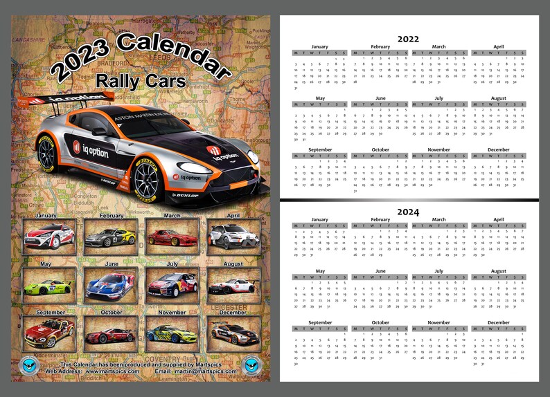 Rallycross Calendrier 2023 Calendar 2023 Rally Cars Superimposed On British Road Maps | Etsy
