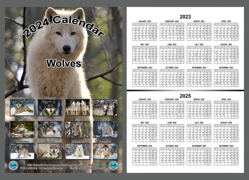 Wolf Calendar 2025 Amazing Wolves Calendar 14 Full A4 Size Etsy New