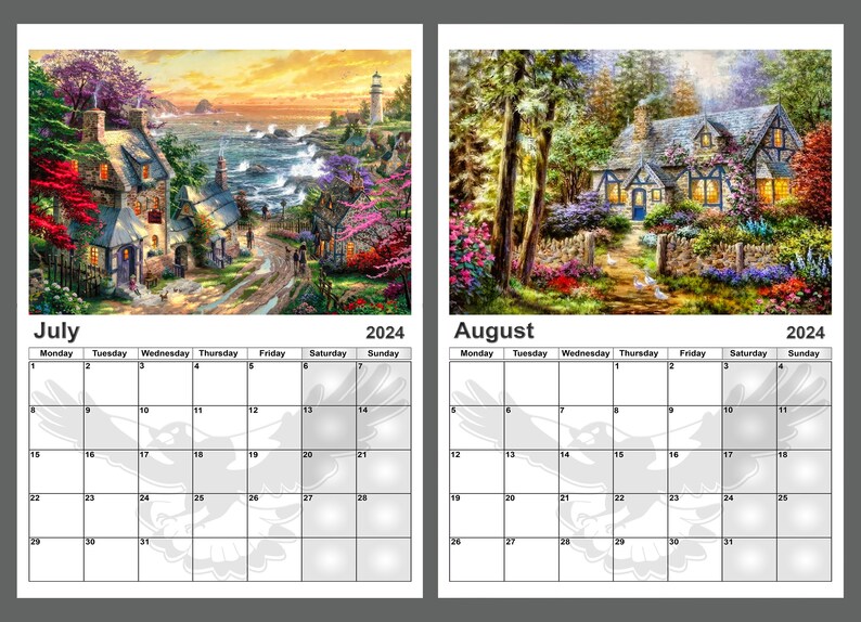 Kalender 2024 Jahreskalender Fantasy Cottages 14 Vollglanz Seiten