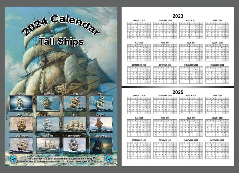 Kalender 2024 Jaarkalender Tall Ships 14 Full Gloss A4 Etsy België