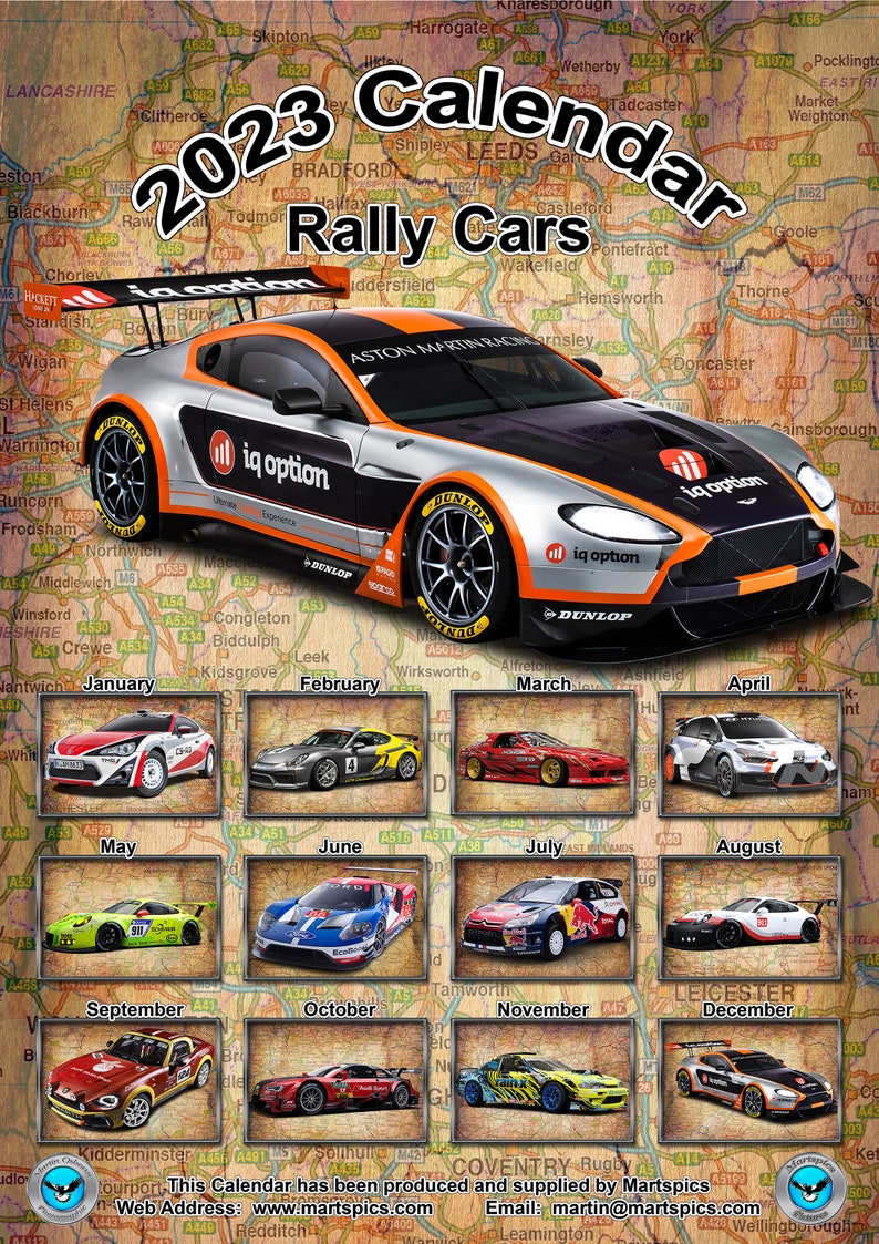 Rallycross Calendrier 2023 Calendar 2023 Rally Cars Superimposed On British Road Maps | Etsy