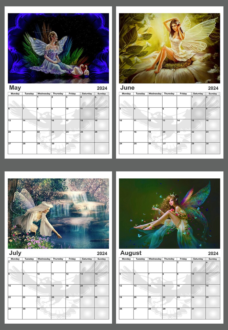 Calendar 2024 Fairies Twelve Individual Month Yearly Calendar Etsy