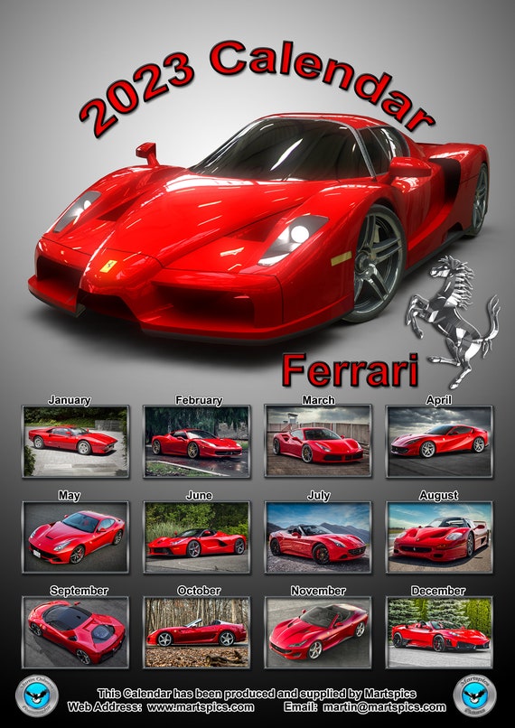 Calendar 2023 Ferrari Sports Cars 14 Full Gloss A4 Size Pages Annual