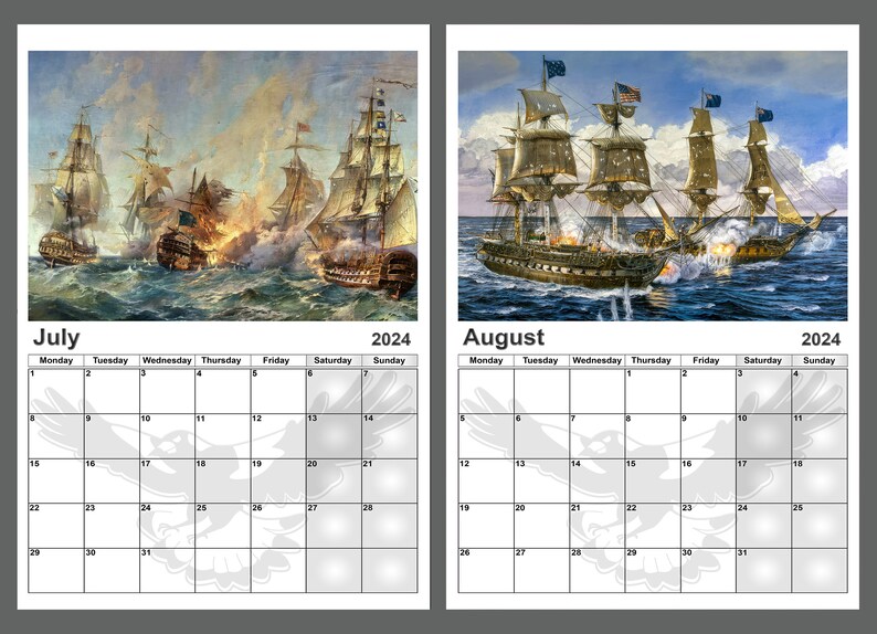 Calendar 2024 Yearly Calendar Tall Ship Battles 14 Full Gloss Etsy UK