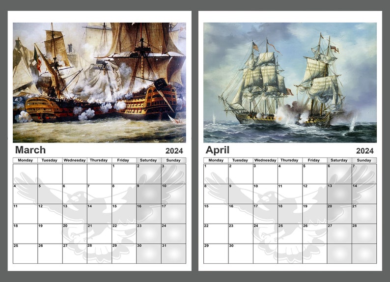 Calendar 2025 Yearly Calendar Tall Ship Battles 14 Full Gloss Etsy