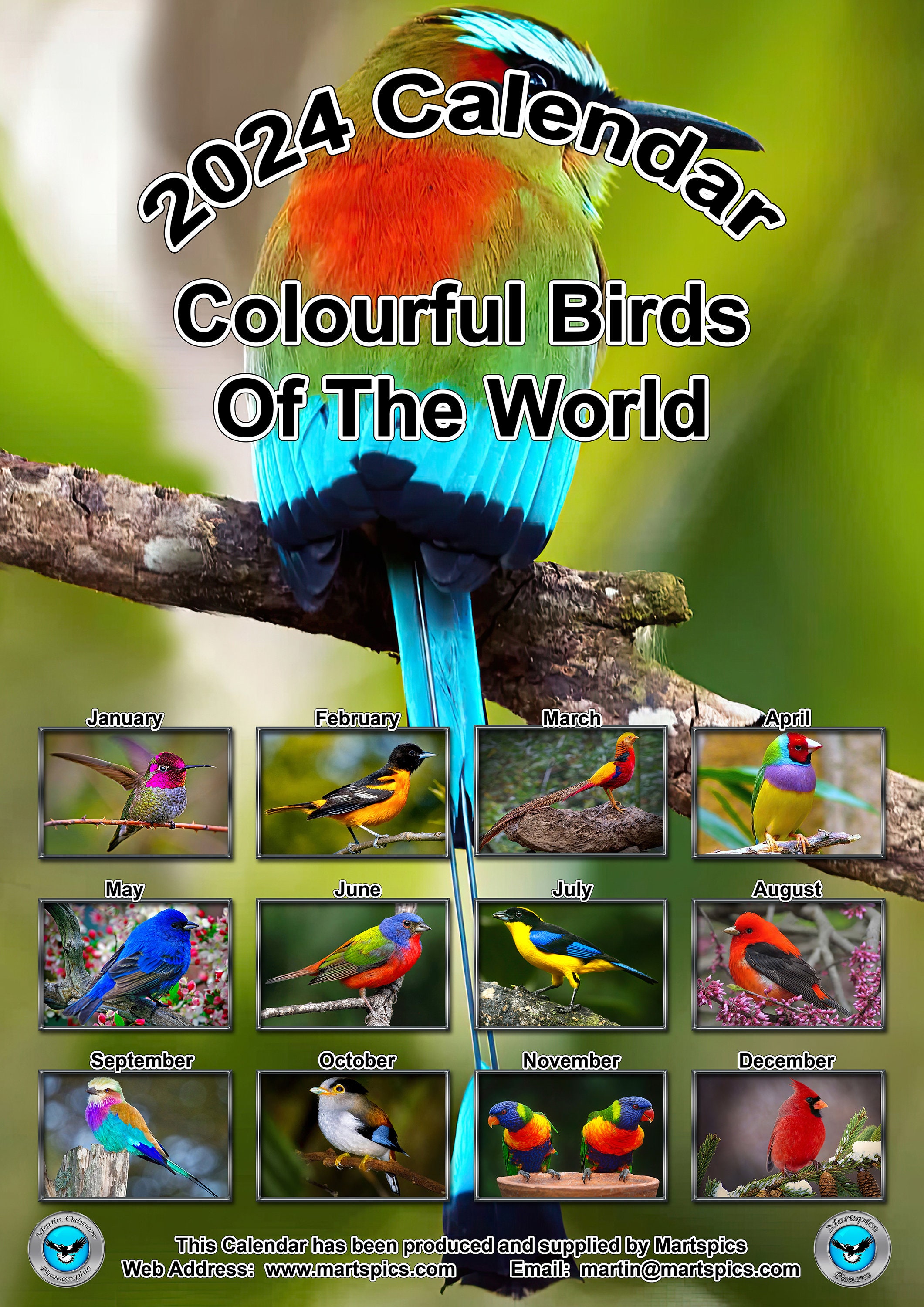 Calendrier 2024 Oiseaux colorés du monde 14 pages brillantes Couleur des  oiseaux Nature mondiale Magnifique planificateur mensuel annuel de 12 mois  NOUVEAU -  Canada