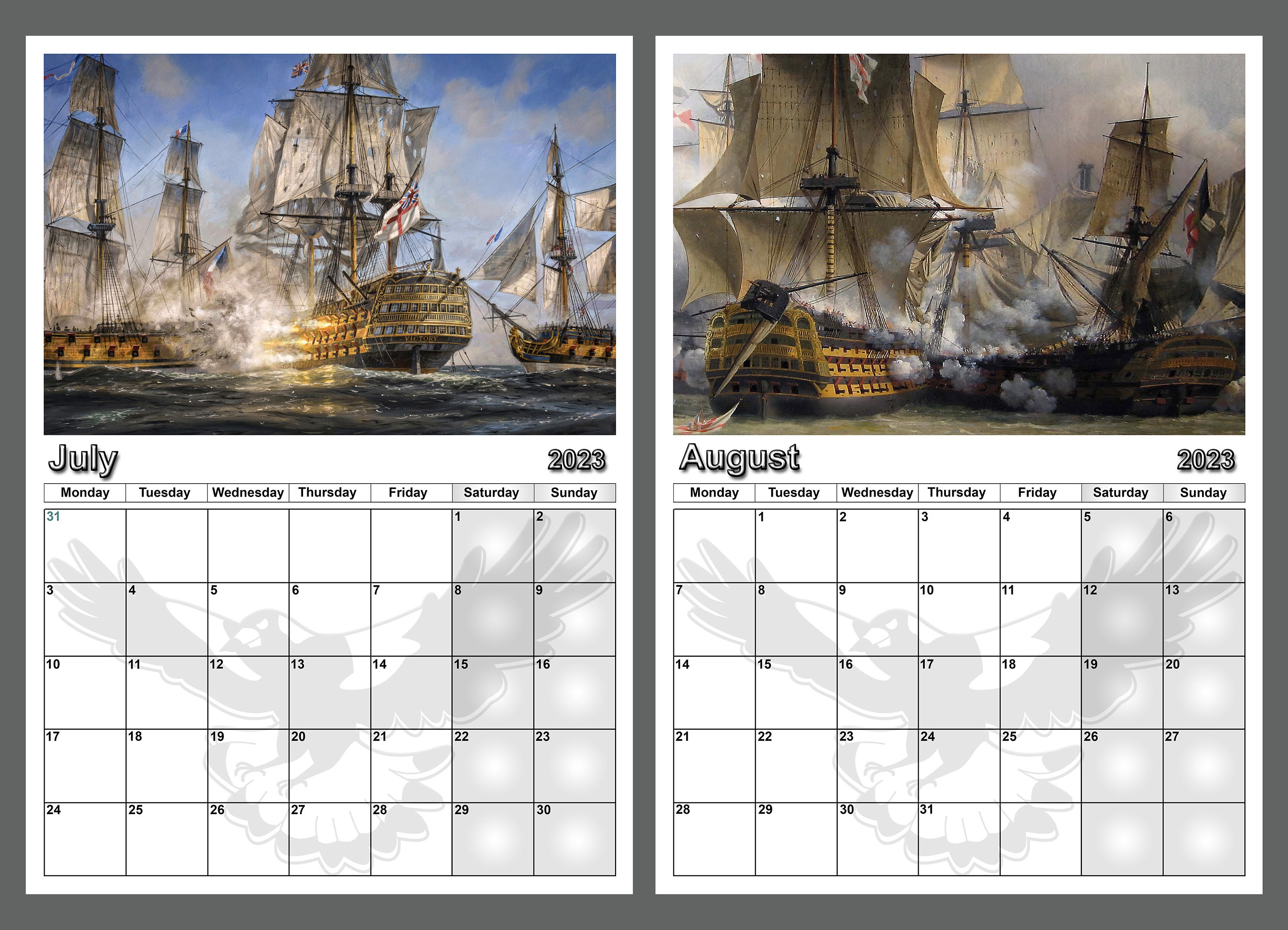 Calendar 2023 Yearly Calendar Tall Ship Battles 14 Full Gloss - Etsy