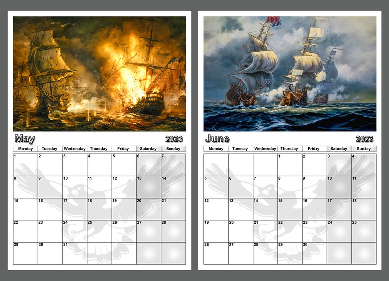 Calendar 2023 Yearly Calendar Tall Ship Battles 14 Full Gloss - Etsy
