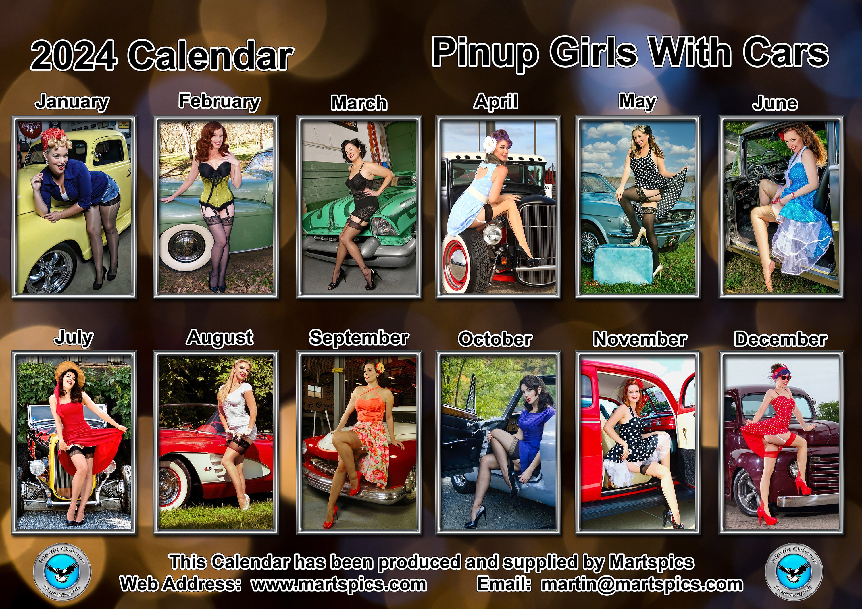 Calendrier 2024 Retro Pin Up (Av) - Femme Retro Sexy - Vintage +