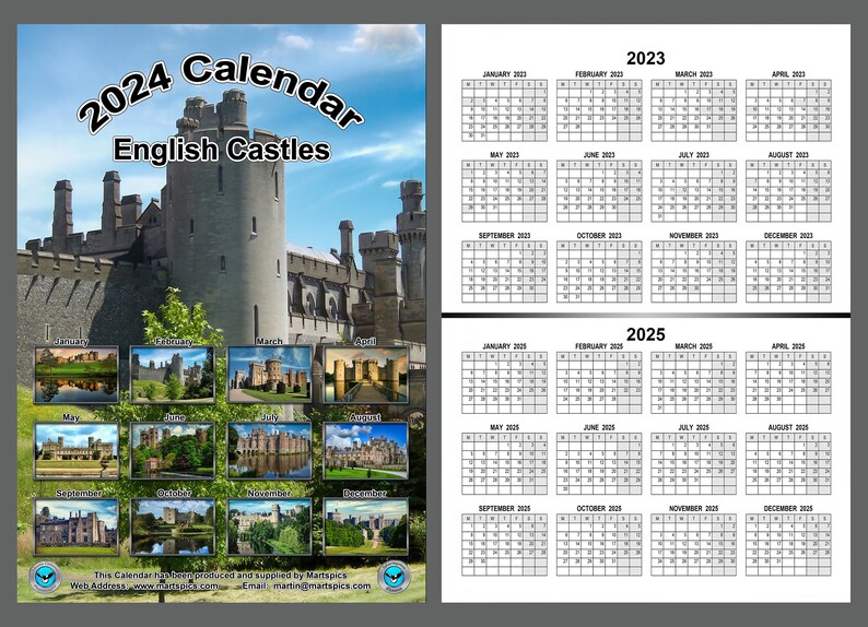 2024 Calendar English Castles 14 Full Glossy Pages Available Etsy