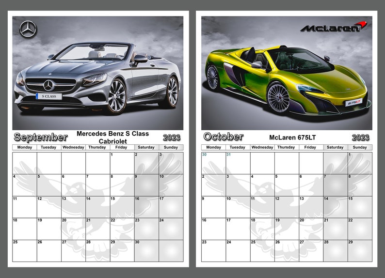 Calendar 2023 Yearly Calendar Sports Cars 14 Full Gloss A4 - Etsy Canada