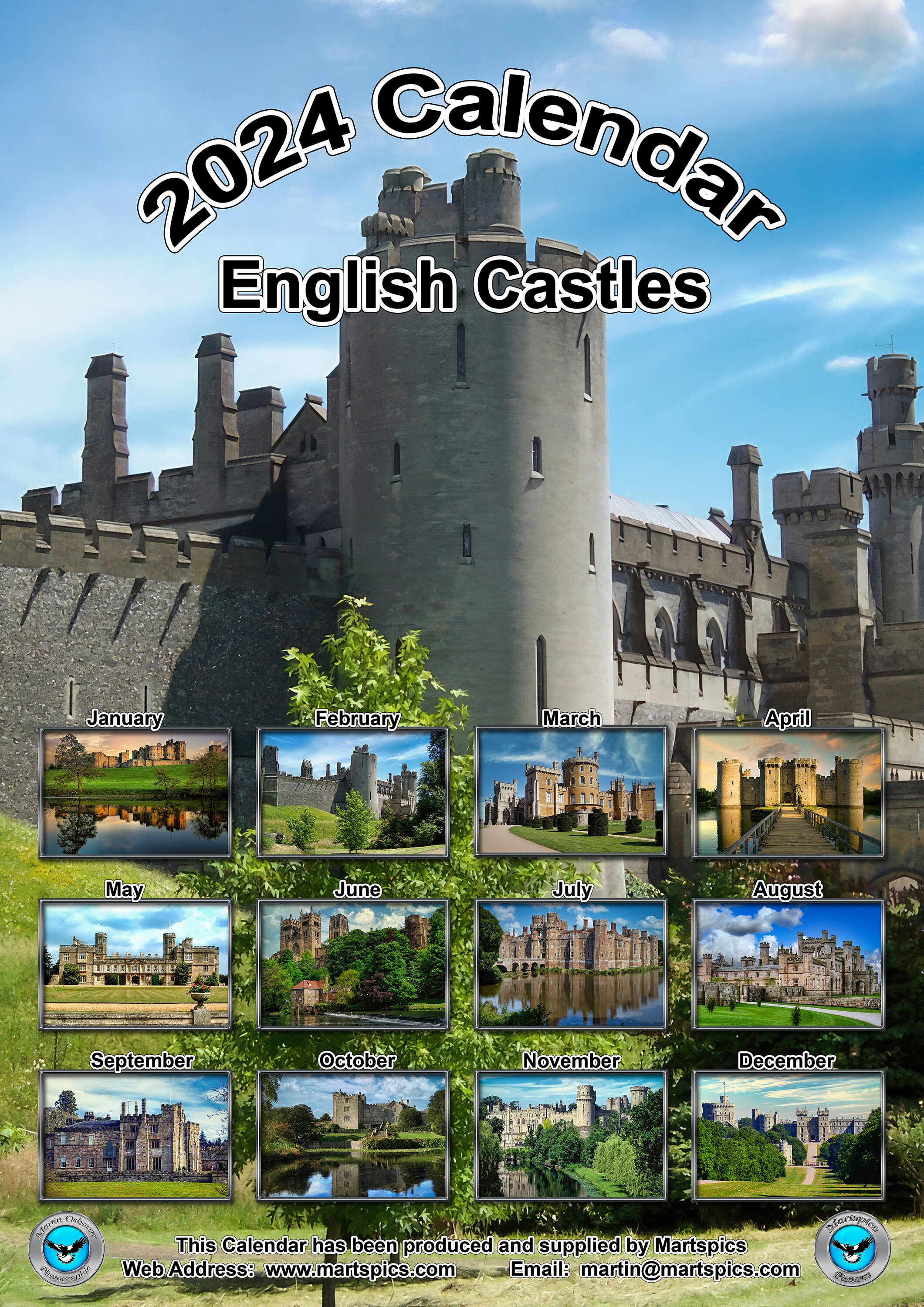 2024 Calendar English Castles 14 Full Glossy Pages Available in Full A4