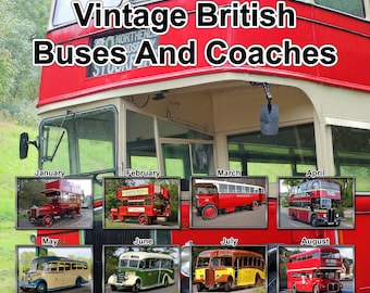 Bus Calendar 2024 Vintage British Buses And Coaches Twelve Individual Month Yearly Calendar 14 A4 Size Pages Wire Bound Annual Planner
