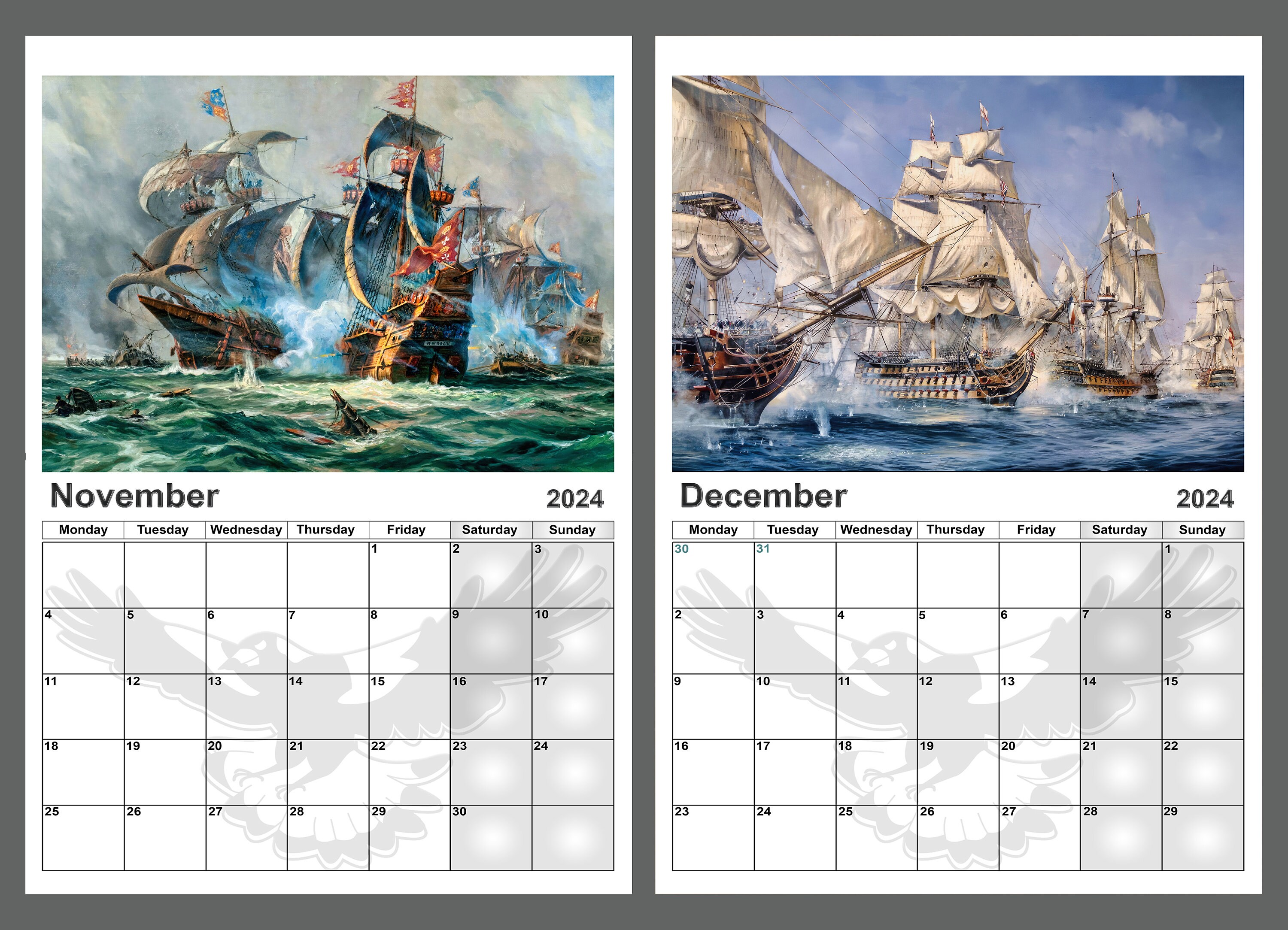 Kalender 2024 Jaarkalender Tall Ship Battles 14 volledig Etsy België