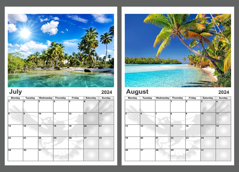 Calendar 2024 Tropical Paradise 14 Full Gloss Pages Beautiful Etsy