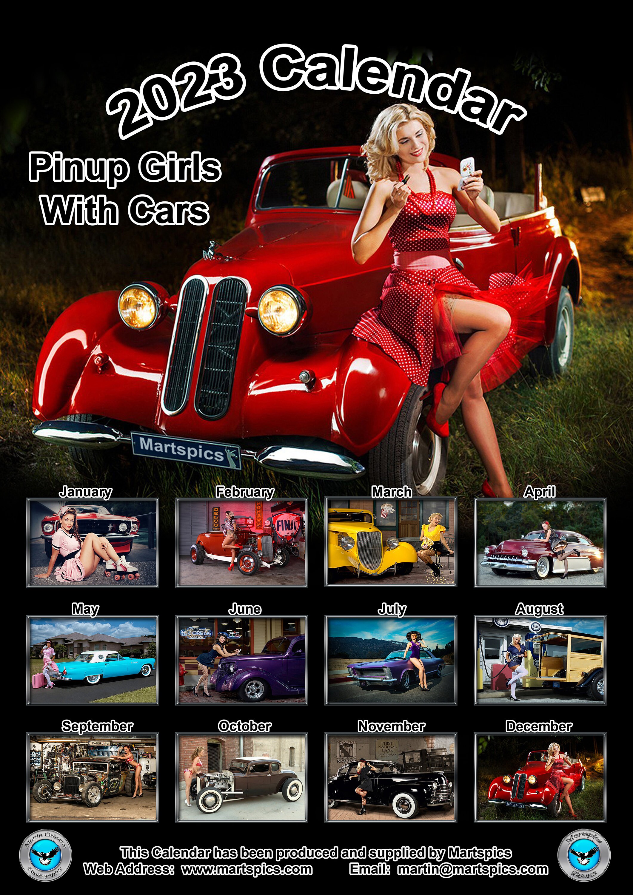 Calendar 2023 1950s Retro Style Real Pin up Girls With Cars Etsy Canada