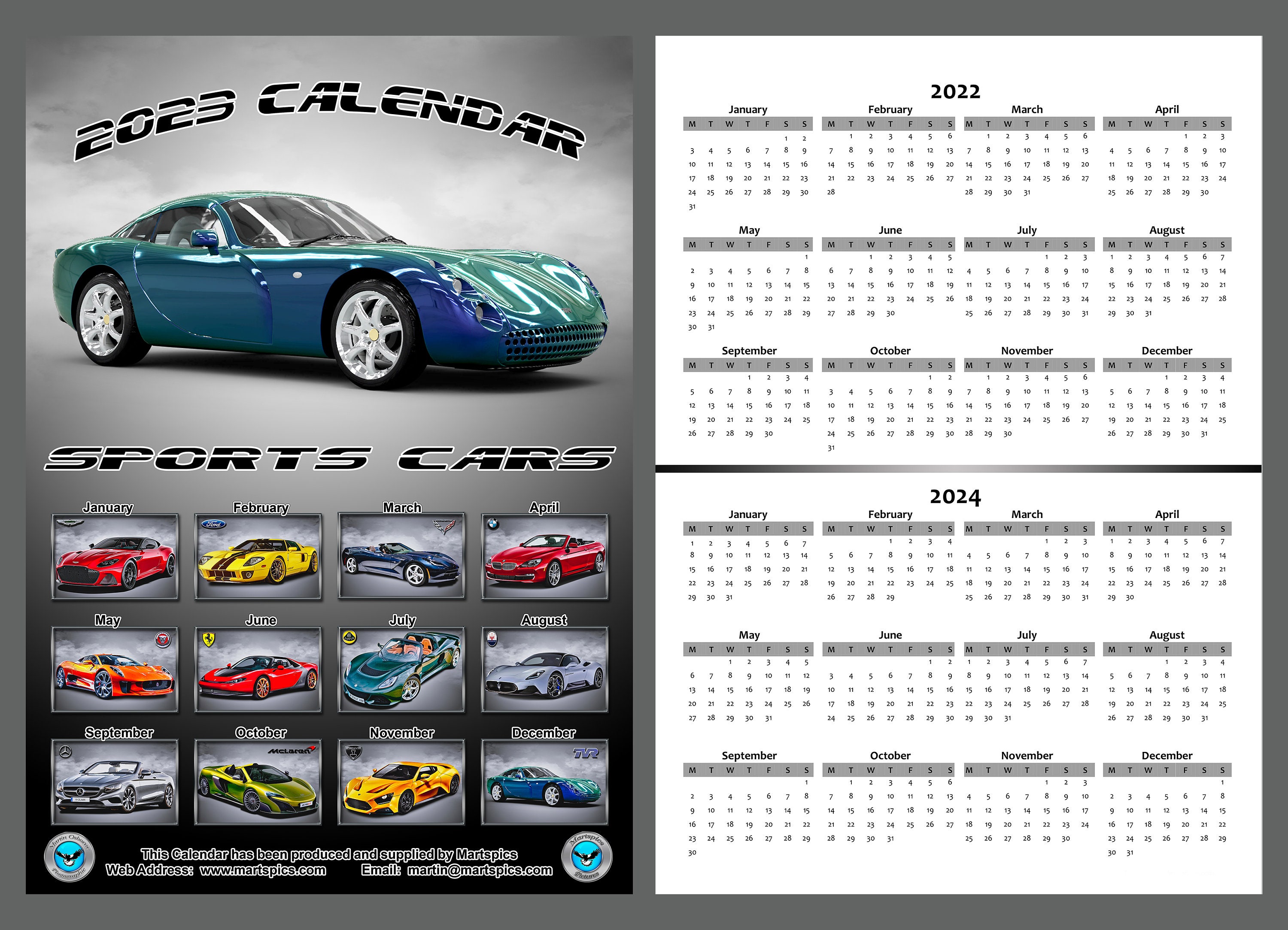 Calendar 2023 Yearly Calendar Sports Cars 14 Full Gloss A4 Etsy Canada