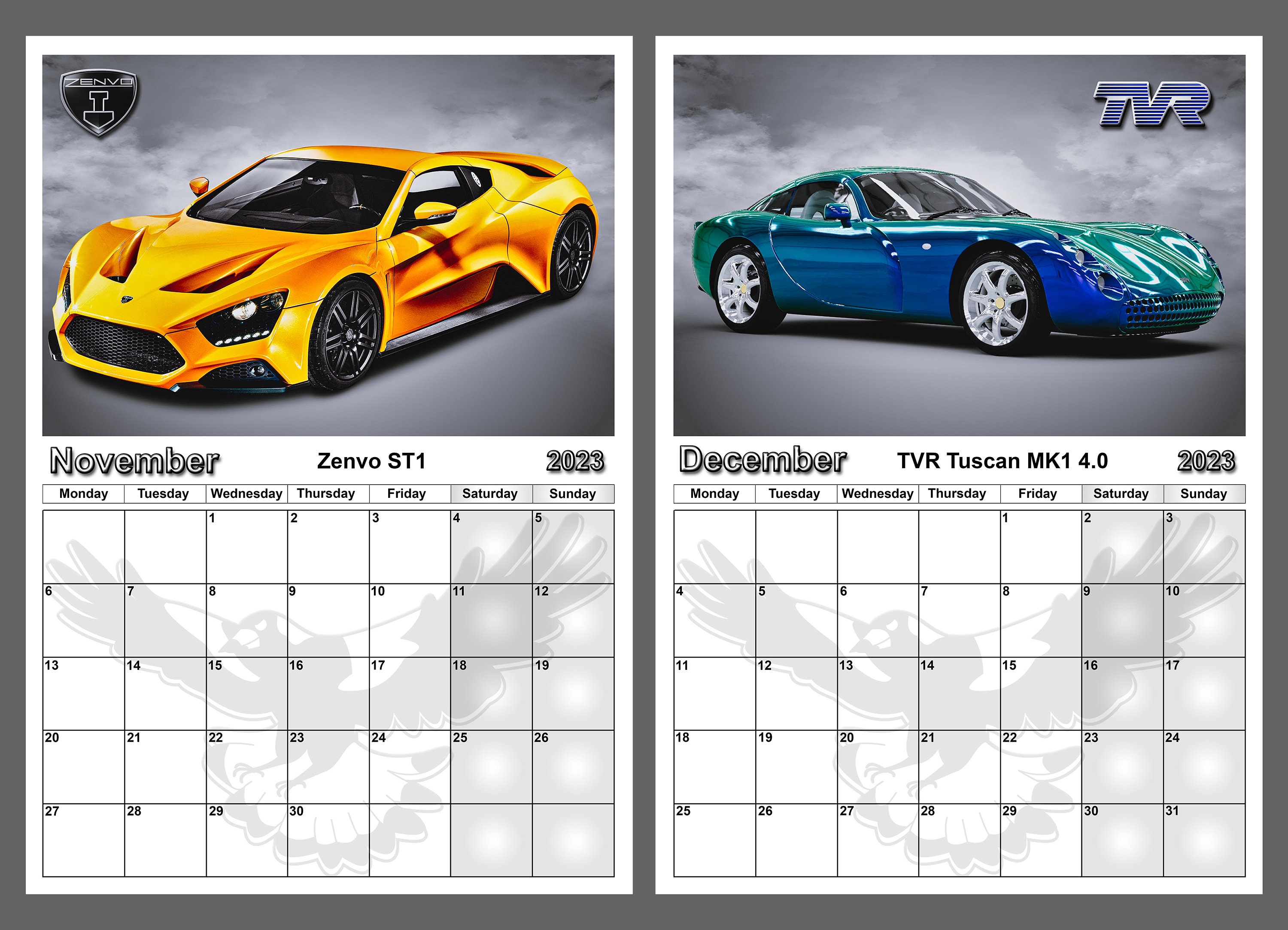 Calendar 2023 Yearly Calendar Sports Cars 14 Full Gloss A4 - Etsy Canada