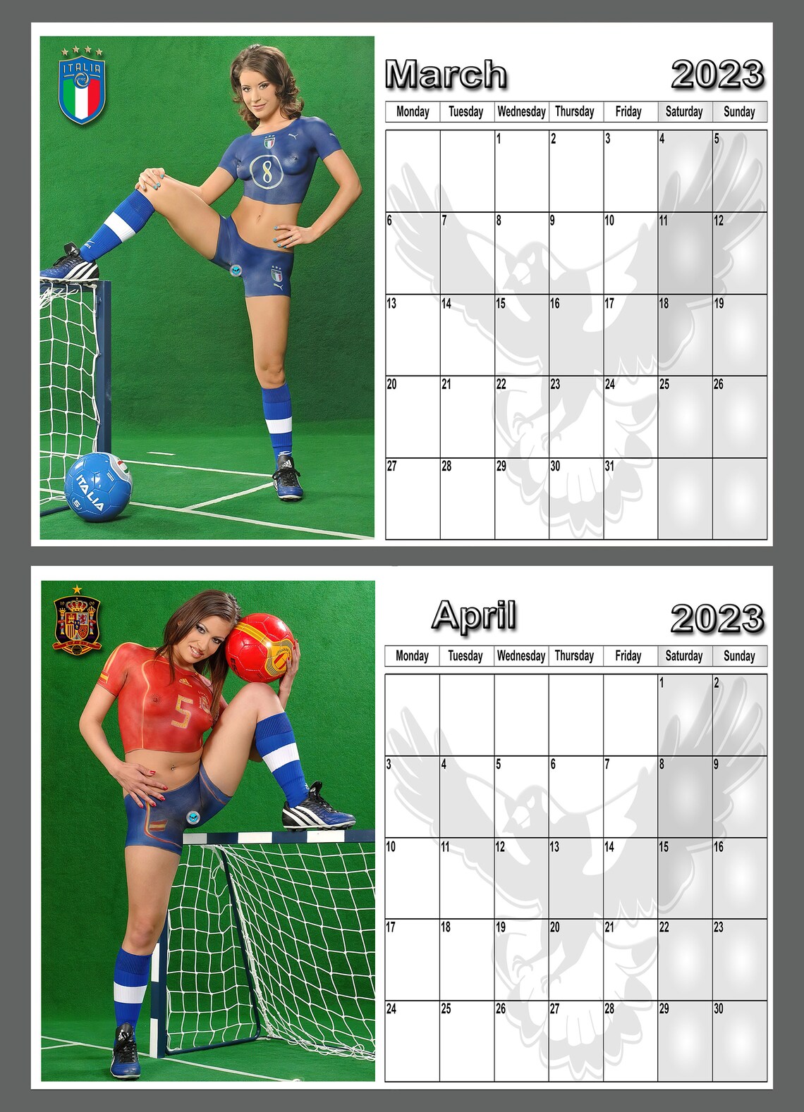 Calendario 2023 Copa Mundial de la FIFA Body Painted Ladies Etsy España