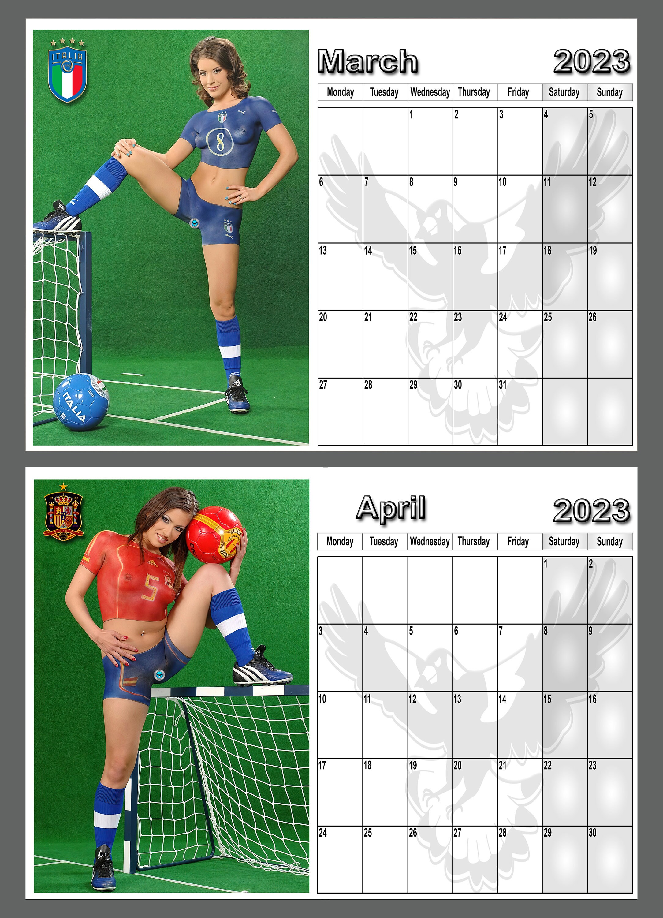 Calendario 2023 Copa Mundial de la FIFA Body Painted Ladies Etsy México