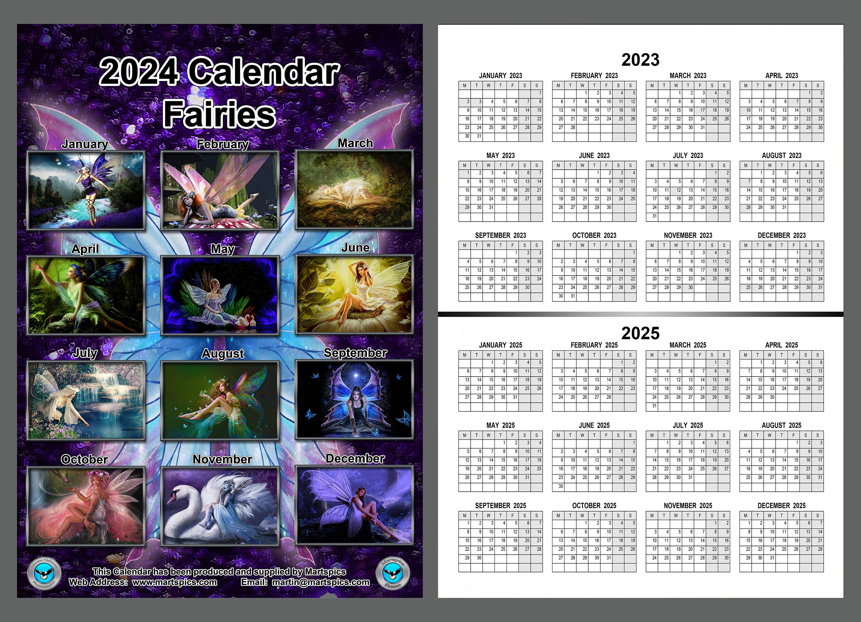 Calendar 2024 Fairies Twelve Individual Month Yearly Calendar Etsy
