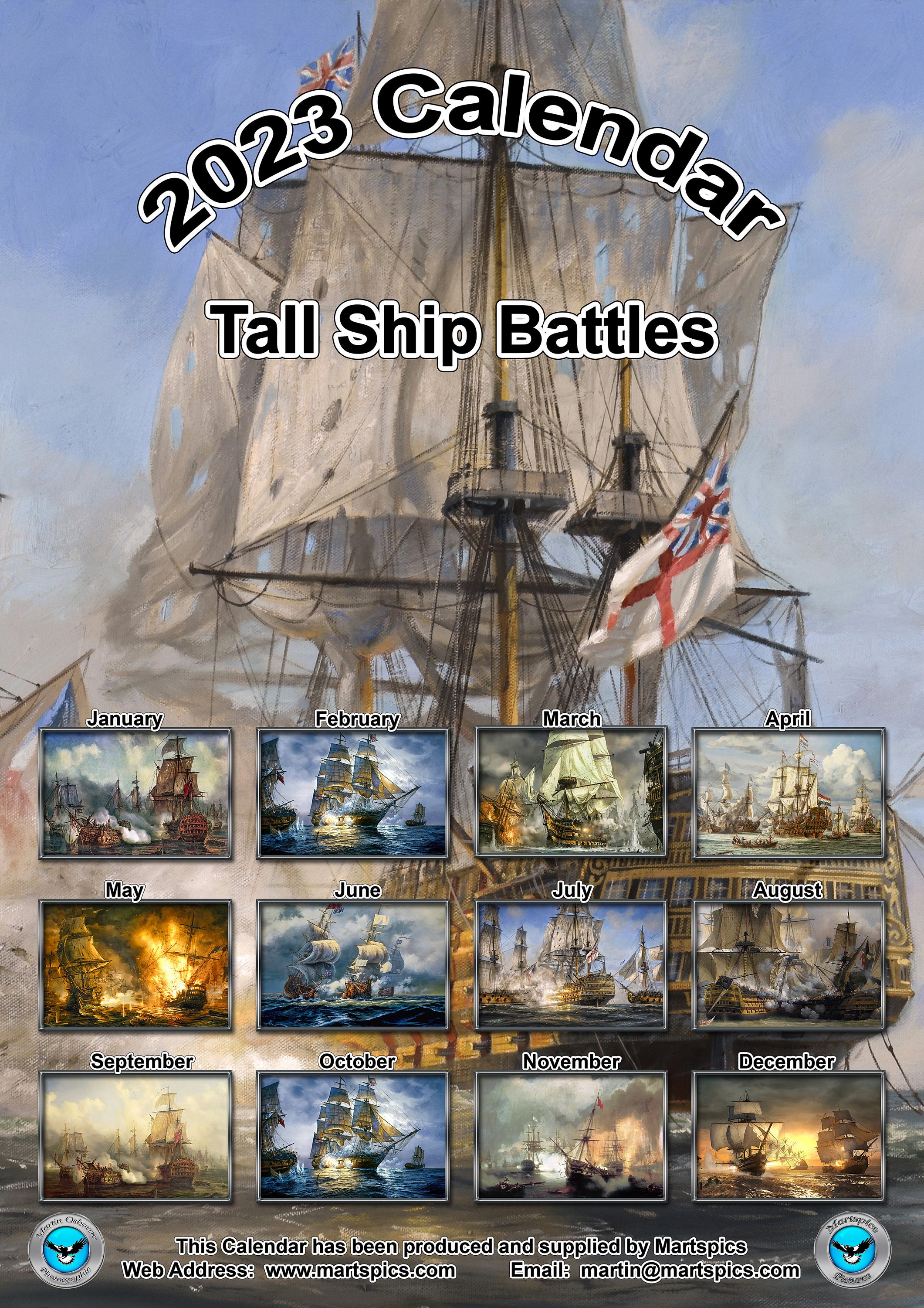 Calendar 2023 Yearly Calendar Tall Ship Battles 14 Full Gloss Etsy UK