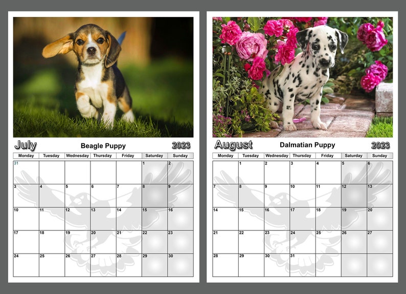 Puppy Calendar 2023 Cute Puppy Yearly Calendar Puppy Dog Etsy
